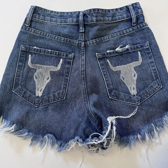 Show Me Your MuMu Pants - Show Me Your Mumu Wyoming High Waisted Cutoff Shorts Surf Wash Women's Size 24